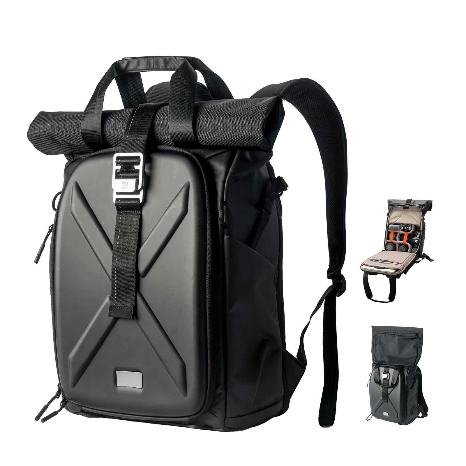 Besnfoto Camera Bag Backpack Waterproof EVA Hardshell Photography Rucksack Roll Top Travel Video Case with Tripod Holder for Canon Sony Nikon Mirrorless SLR DSLR Camera Laptop Drone