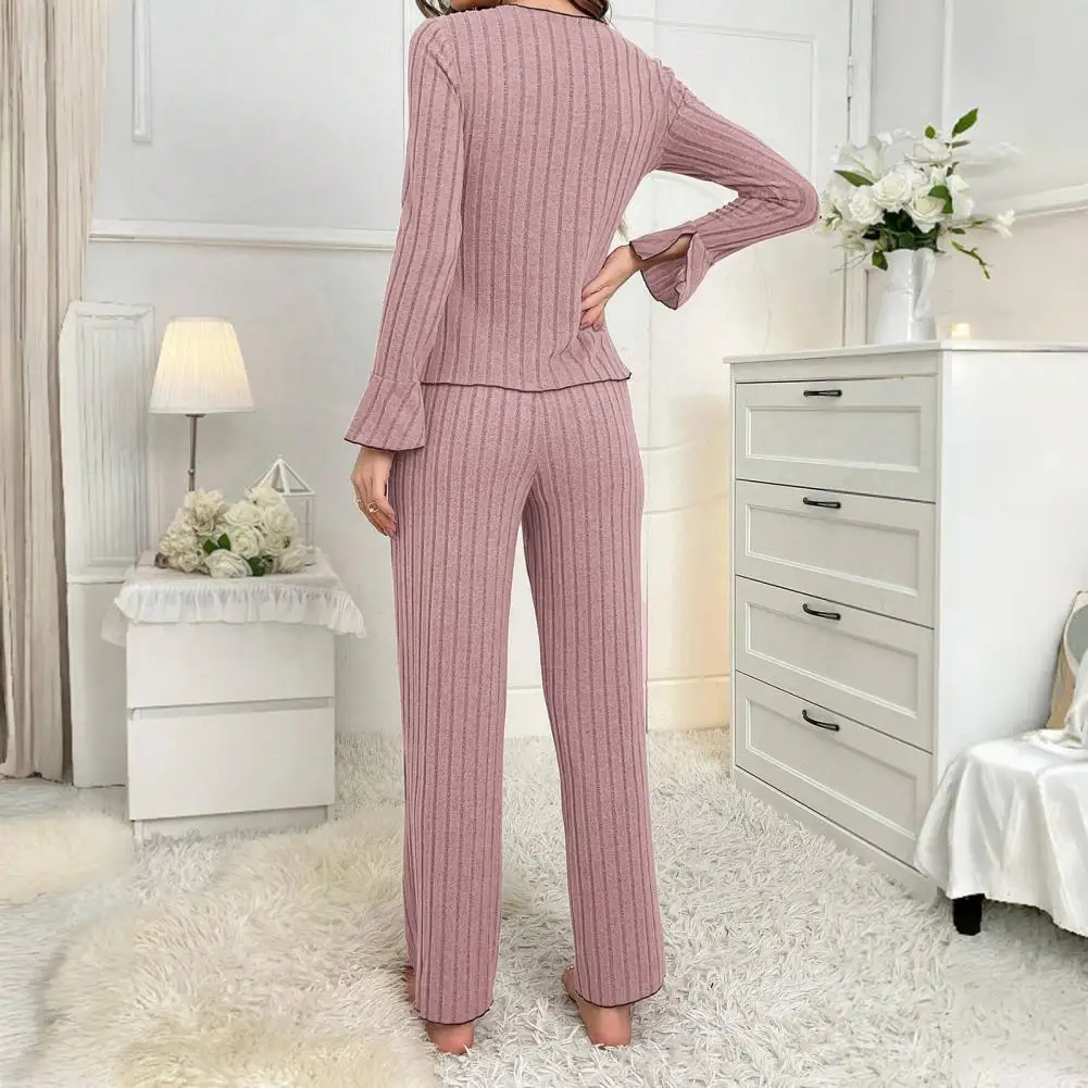 

Soft Breathable Pajamas Pajamas for Women Cozy Women's Long-sleeve Pajama Set with Bow Detail Soft Loungewear for Fall for Women