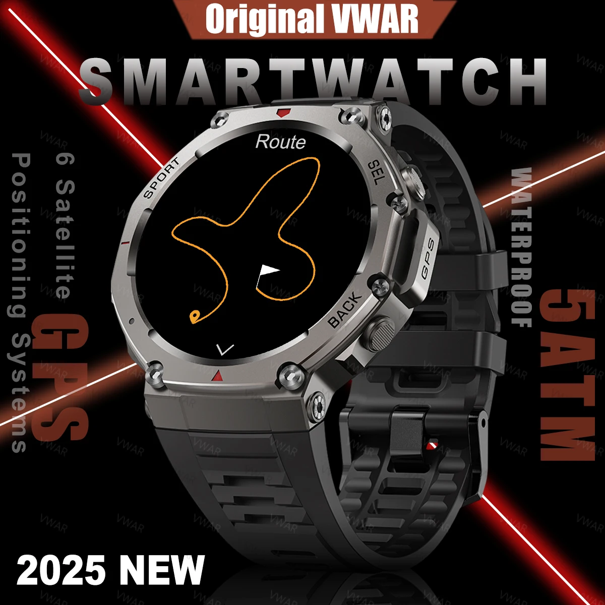 

Новые умные часы VWAR, встроенные двухдиапазонные мужские умные часы с GPS, компас, высотомер, барометрические, 5 АТМ, IP69K, водонепроницаемые часы AMOLED