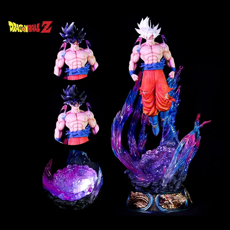 Dragon Ball Son Goku Three Heads Replaceable Luminous Action Figures Model Doll Toys Collectible Desktop Ornaments Kids Gifts