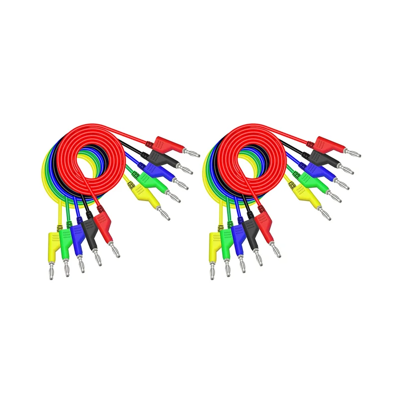 ABGI-10PCS تكويم الموز إلى الموز التوصيل موصلات اختبار لينة الكهربائية اختبار سلك كابل 3.3Ft/1M لمتعدد 1000 فولت 15A