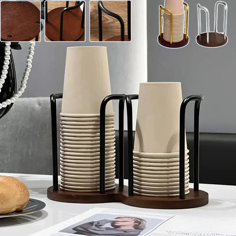 

Multifunctional Light Luxury Paper Cup Holder Coffee Table Counter Cup Dispenser Rack Display Stand Organizer Desktop Decoration