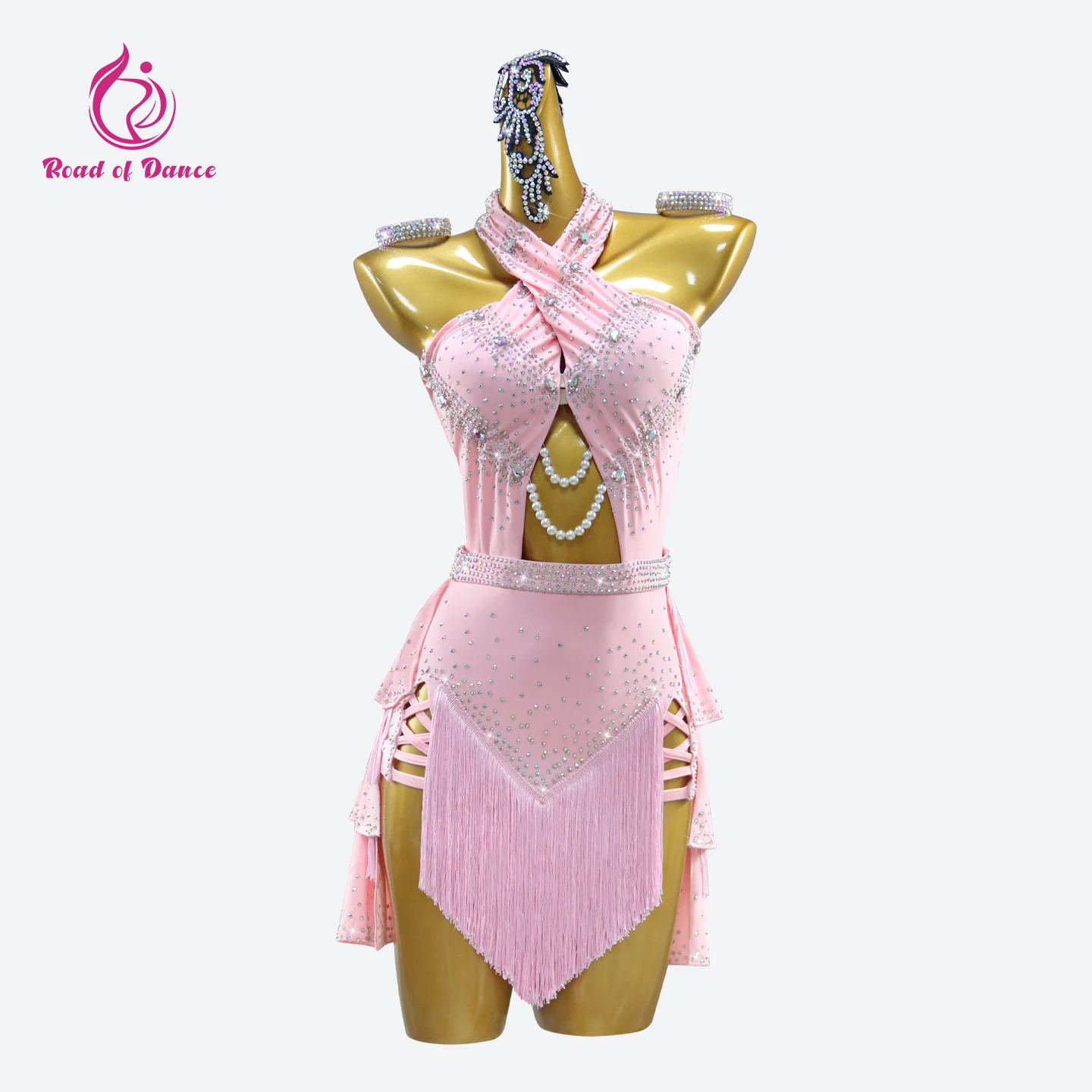 بدلة الرقص النسائية قاعة المنافسة فستان الملابس اللاتينية مهدب تنورة الفتيات مثير الرياضة حفلة موسيقية زي 2025 الأطراف القطب الزي