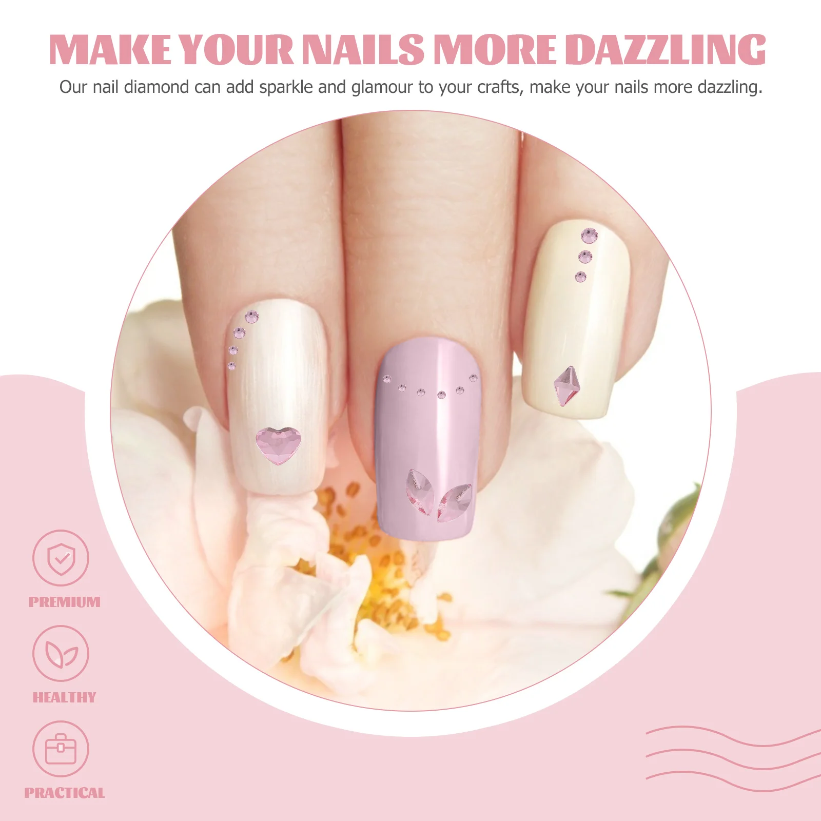 

Extra-shaped Nail Diamonds Rhinestones Manicure Decor Supplies Flatback Charms Dazzling Lightweight Travel Friendly Strong