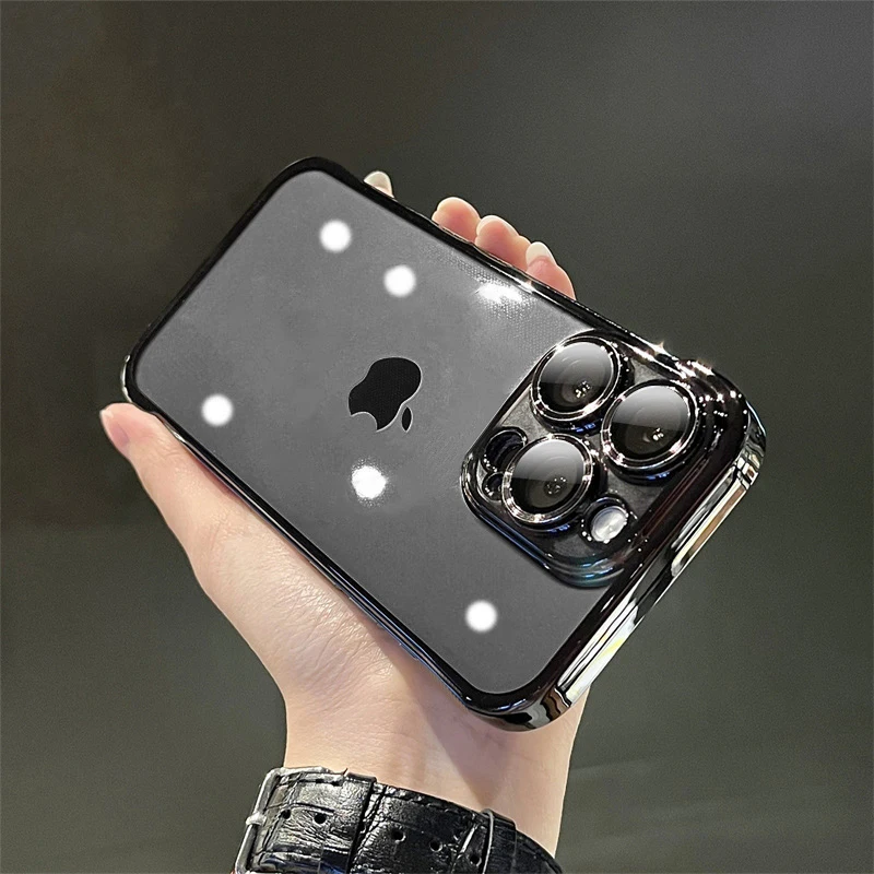 

Luxury Plating Square Clear Phone Case For iPhone 12 13 11 14 Pro Max Mini X XS XR 7 8 Plus SE 3 Silicone Frame Shockproof Cover