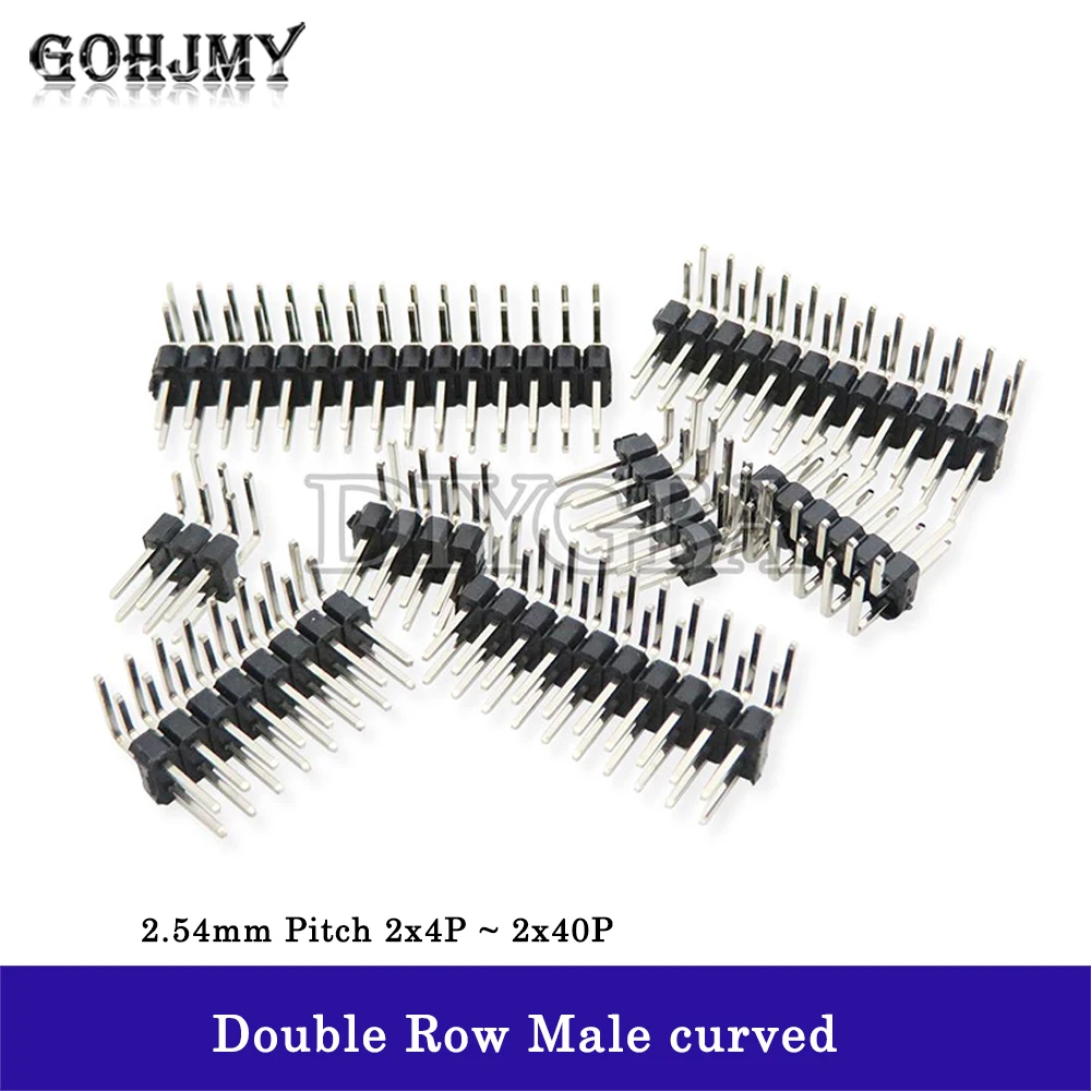 10PCS 2.54mm Double Row Right angle Male Breakaway PCB Board Pin Header Connector Pinheader 2 * 3/4/10/12/15/40Pin For Arduino