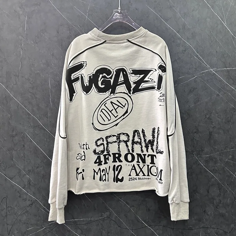 Autumn New Heavy Sequin Print Cartoon Crew Neck Sweatshirt Loose Casual Style Versatile Pullover Top Hoodies Streetwear Women