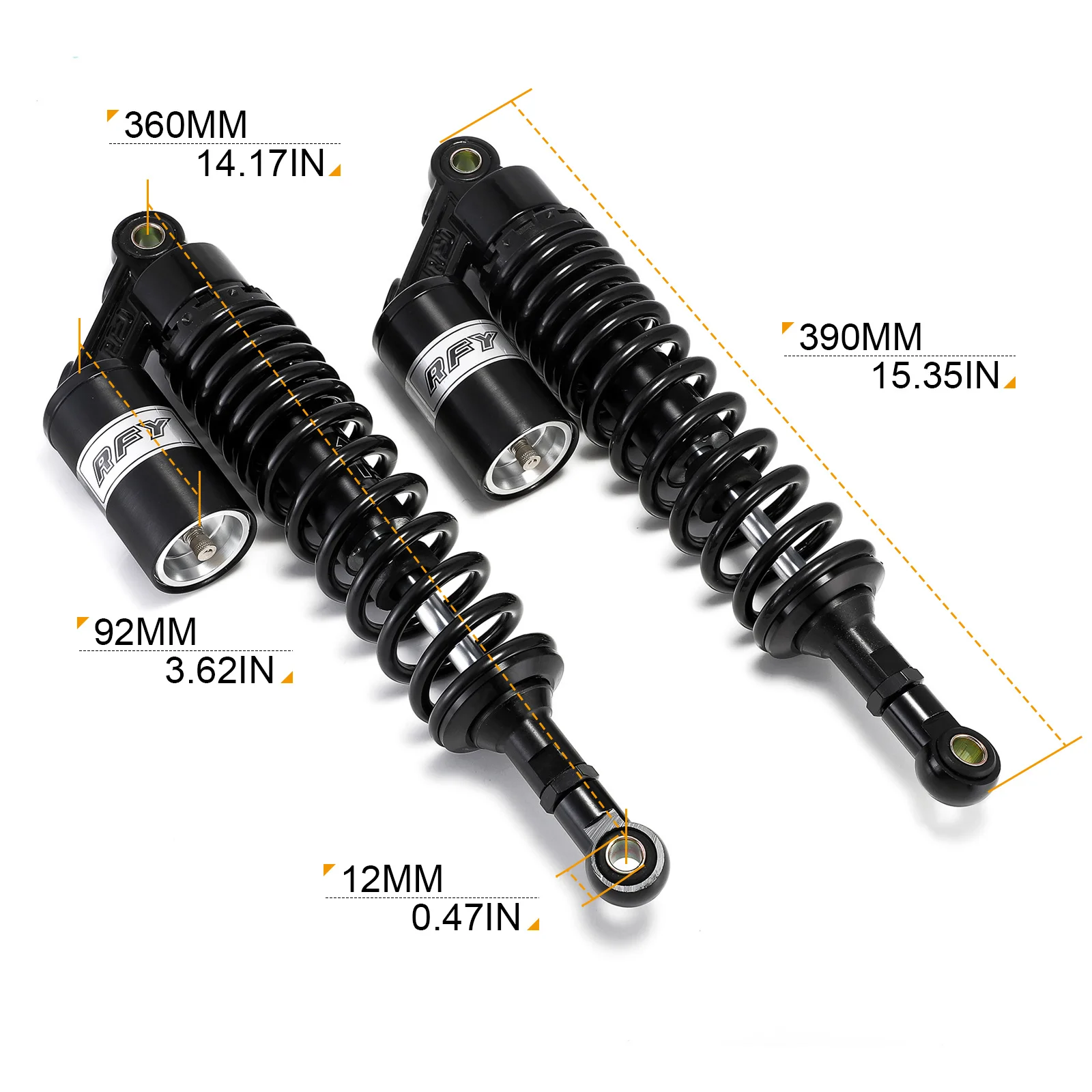 360mm 14.17inch Motorcycle Front Rear Air Shock Absorbers Suspension Gas Cylinder Spring For Motorcross Dirt Bike Motor ATV Quad