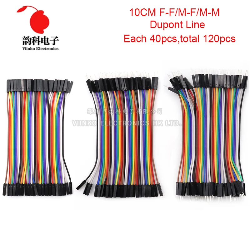 Dupont Line 10CM 40Pin Male to Male + Male to Female and Female to Female Jumper Wire Dupont Cable for Arduino