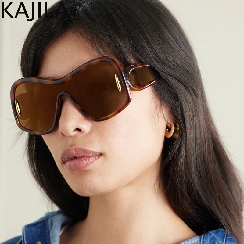 Oversized One-Piece Shield Sunglasses Women 2024 Luxury Brand Punk Square Eyewear Vintage Big Frame Sun Glasses For Men Goggle