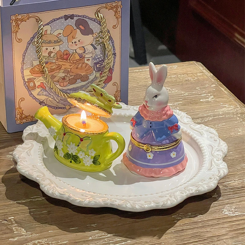 

Ceramic Rabbit Aromatherapy Candle for Girls, Low Temperature, Handmade, Christmas Decoration, Birthday Gift, Long Lasting, Cute