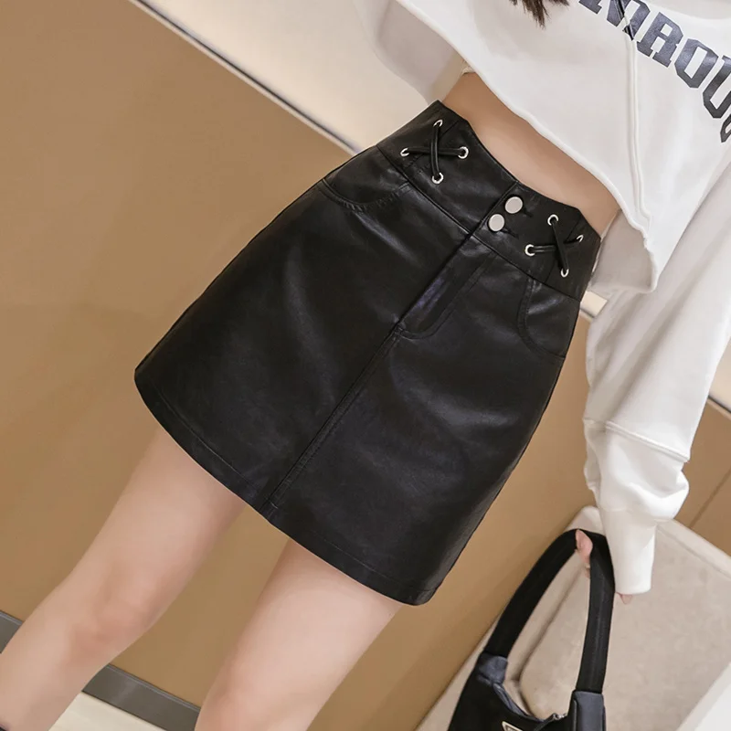 Fashion skinny leather shorts women clothing plus size 2xl women's black high waist shorts 2023 new spring tight short pants