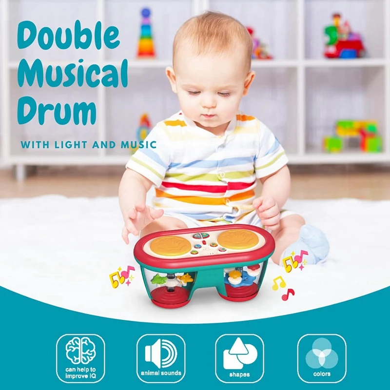 1 Stück Baby Musical Drum Toy mit rotierenden Lichtern und Sounds, Kunststoff Farbwechsel Nachtlicht Drum Projektor mit Musik für Kinder