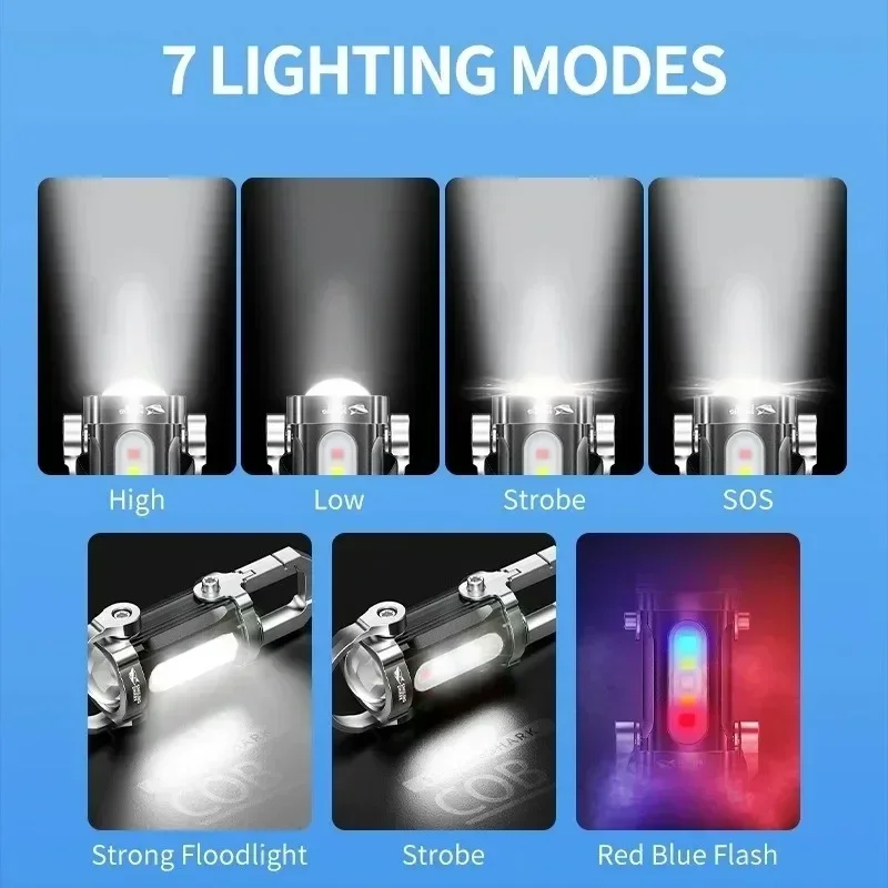 800 Lumens EDC COB Work Light Rechargeable Keychain Flashlights 7 Modes Emergency Keychain Light for Walking Searching Hiking