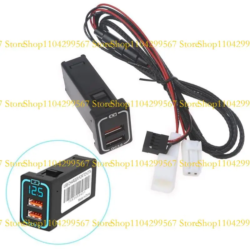 

CS1W ForToyota QC3.0 Dual USB Socket Quick Car LED Voltmeter Display