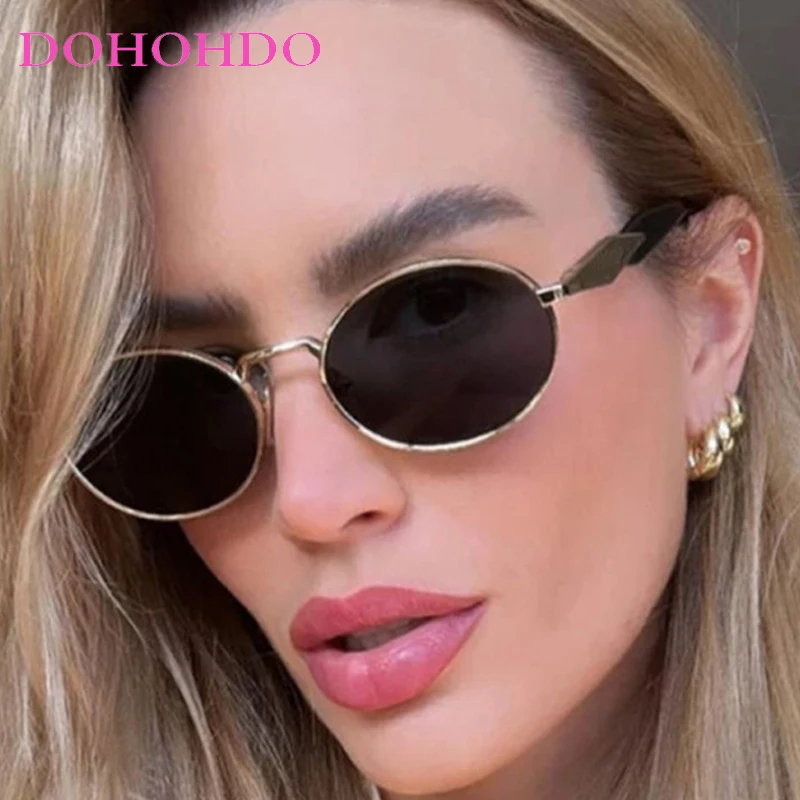 

DOHOHDO Small Oval Metal Sunglasses Women 2025 Luxury Brand Fashion Round Frame Sun Glasses Retro Shades Unisex Eyewear UV400