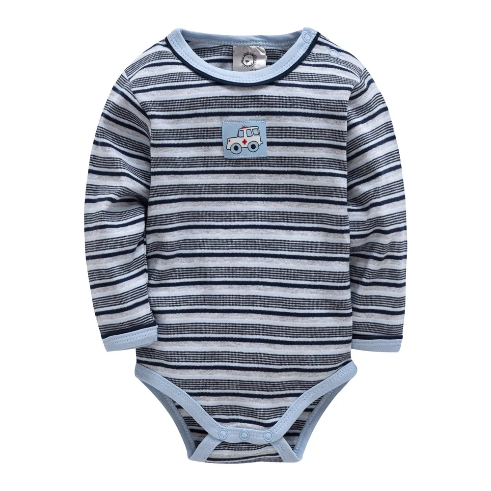 New Fall Winter Newborn Baby Clothes Cotton Striped Cartoon Print Baby Boy Jumpsuit Long Sleeve ropa de bebe Clothing