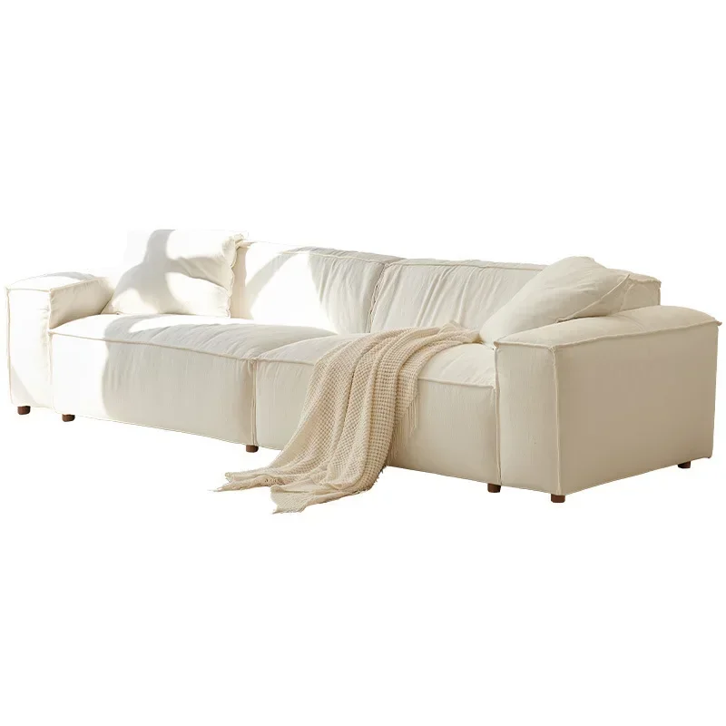

French cream wind tofu block sofa living room small apartment removable wabi sandy wind linen fabric sofa