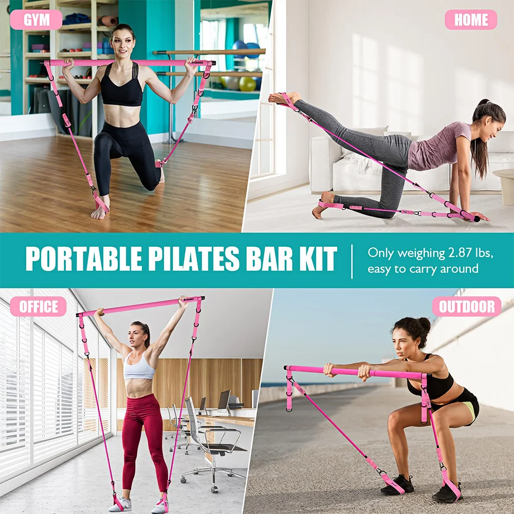 Widerstandsband-Set Multifunktionales Pilates-Stangen-Kit mit Widerstandsbändern 140lbs Fitness-Übungsgerät – Detail 6