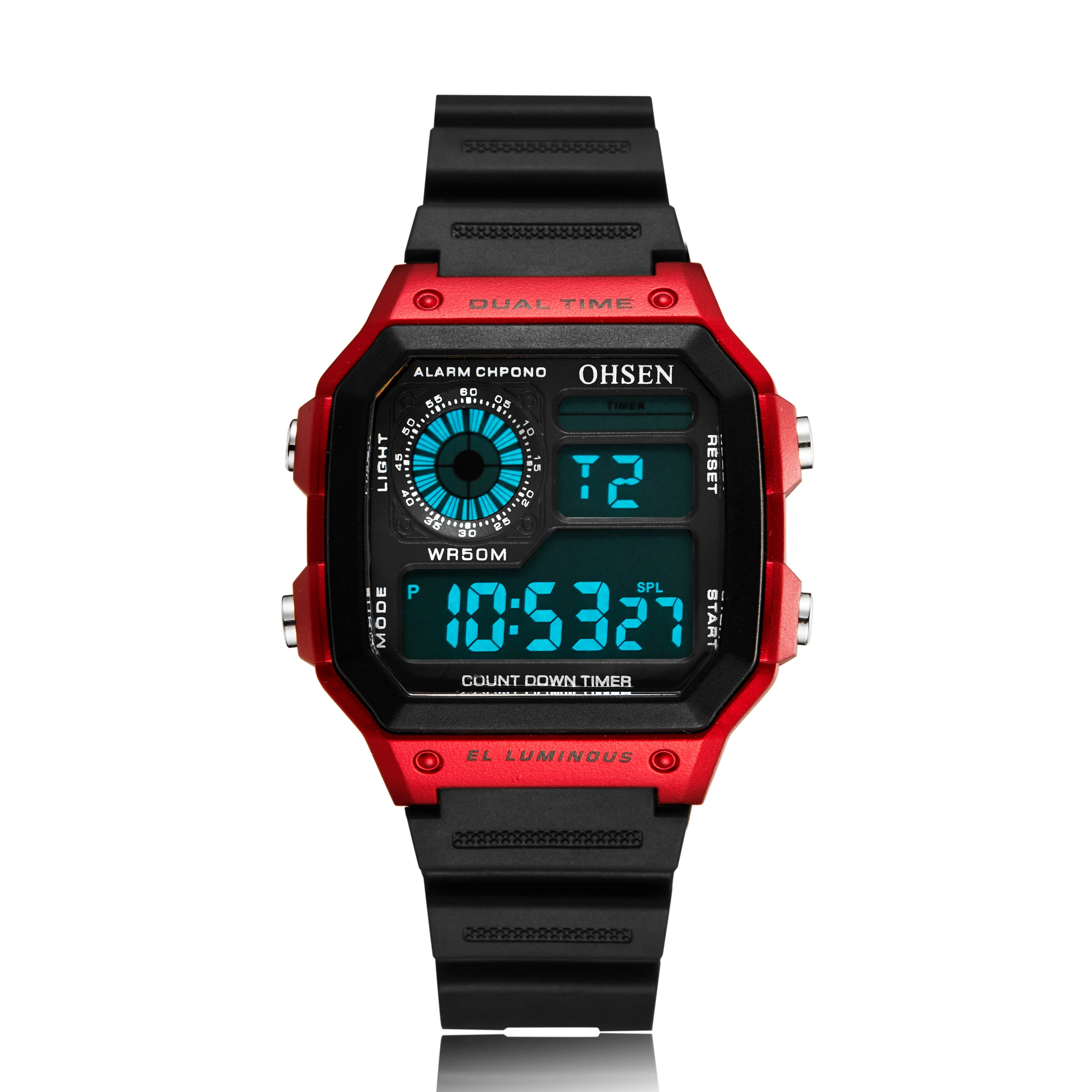 

Outdoor Military Men Electronic Watch Digital Waterproof Sports Watches Classic Rectangel Dial Red Clock Relogio Masculino