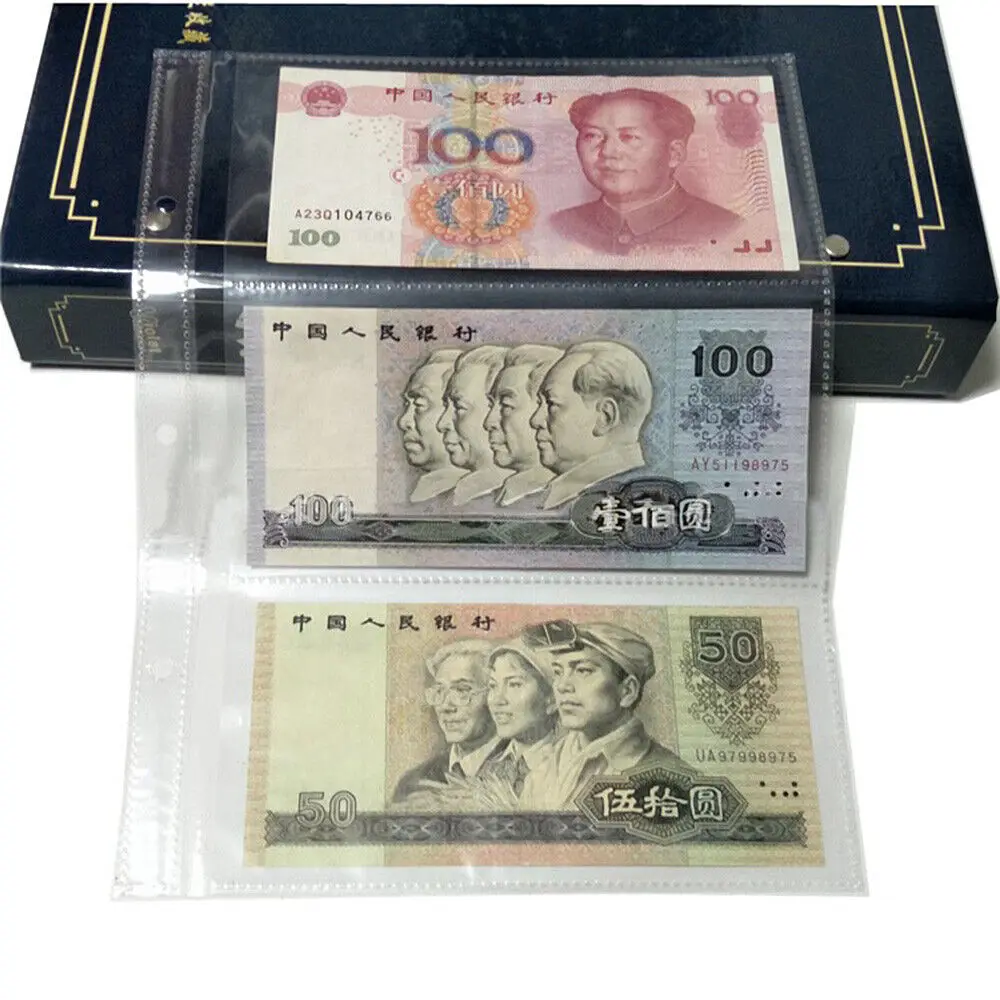 10PC 3 Grids Pocket Currency Page Money Banknote Two-sided Collection Sheets