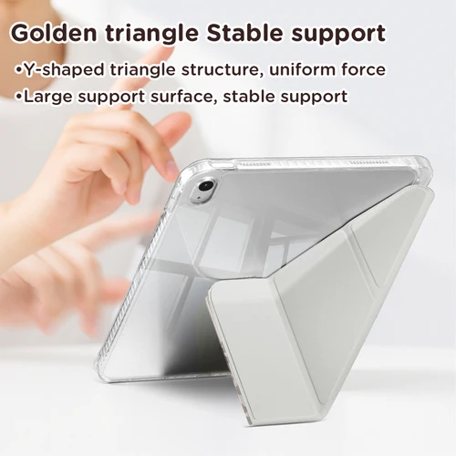 Imagen 2 del producto Funda para iPad para Air10.9/Pro11/Mini6/7/10.2/9.7, soporte ajustable con pliegue en Y, encendido/apagado automático, multiángulo | Ranura para bolígrafo | Peso ligero y duradero