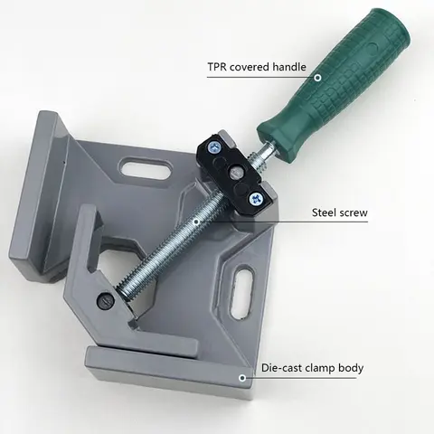 90 Degree Clip Aluminum Alloy 90 Degrees Angle Clamp Single Handle Adjustable Swing Jaw for Welding Woodworking Photo Frame