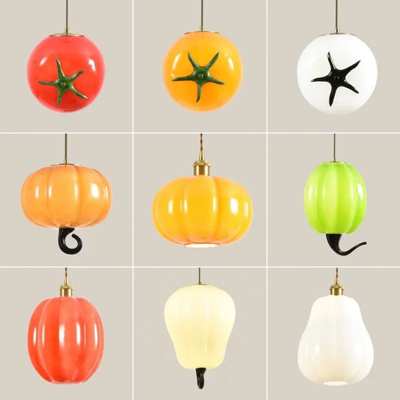 Creative Bedhead Atmosphere Pendant Light 2024 New Creative Bedroom Light Dining Hall Dining Table Personalized Art Fruit Light