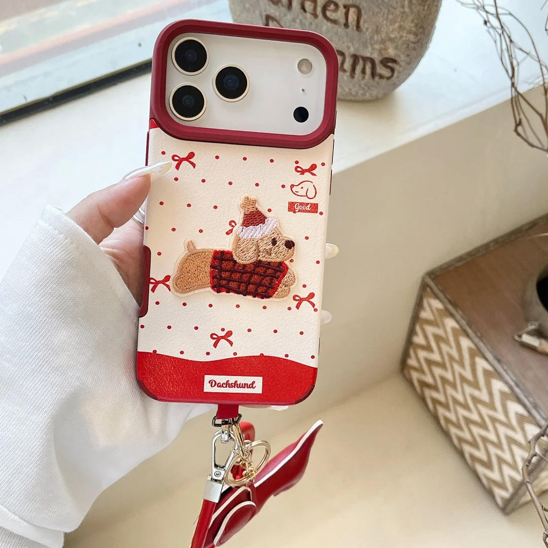 عيد ميلاد سعيد نمط الكلب الألماني الحبل قضية الهاتف آيفون 17 16 15 14 13 12 11 برو ماكس INS الكورية لطيف الكرتون غطاء #5