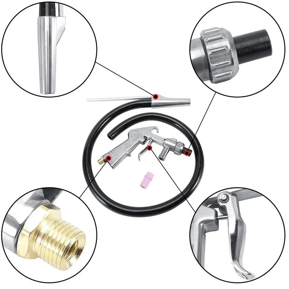 مجموعة مسدس السفع الرملي الاحترافية مع محول هواء، إزالة فعالة للصدأ وإعداد السطح لخزائن الانفجار