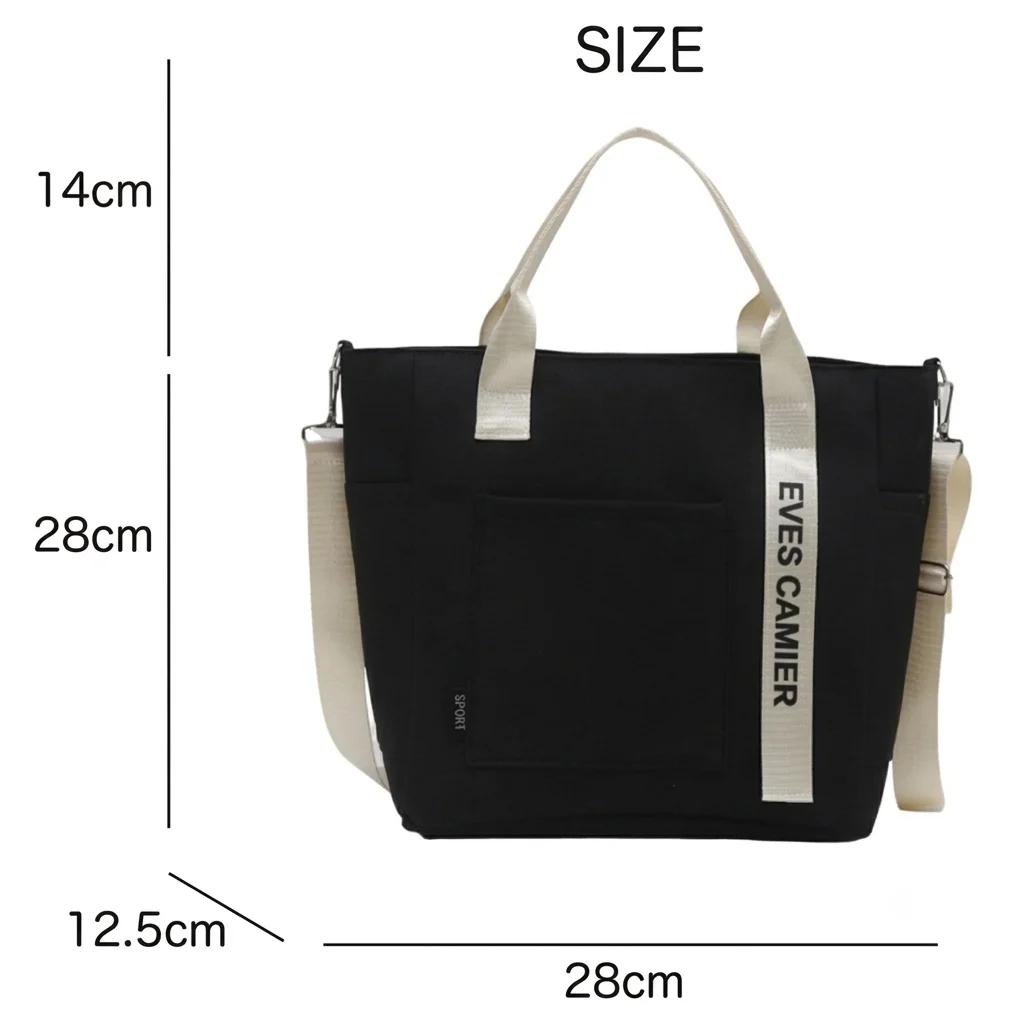 New Casual Tote 2-way Shoulder Bag Capacity Shoulder Bag Nylon Waterproof Handbag Simple Fashion Messenger Bags for Schoolgirl view 5