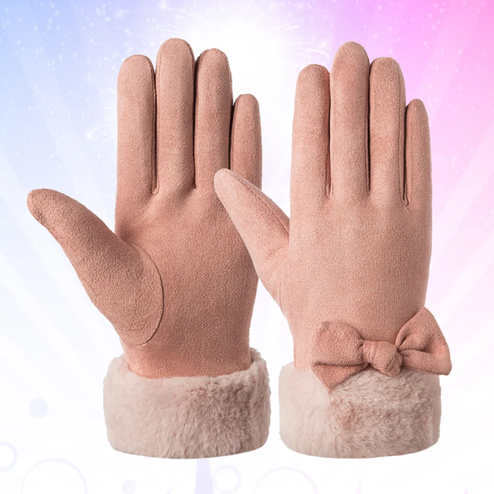 

Winter Gloves Cold Weather Women Warm Korean Version for Woman Pink Mittens Miss