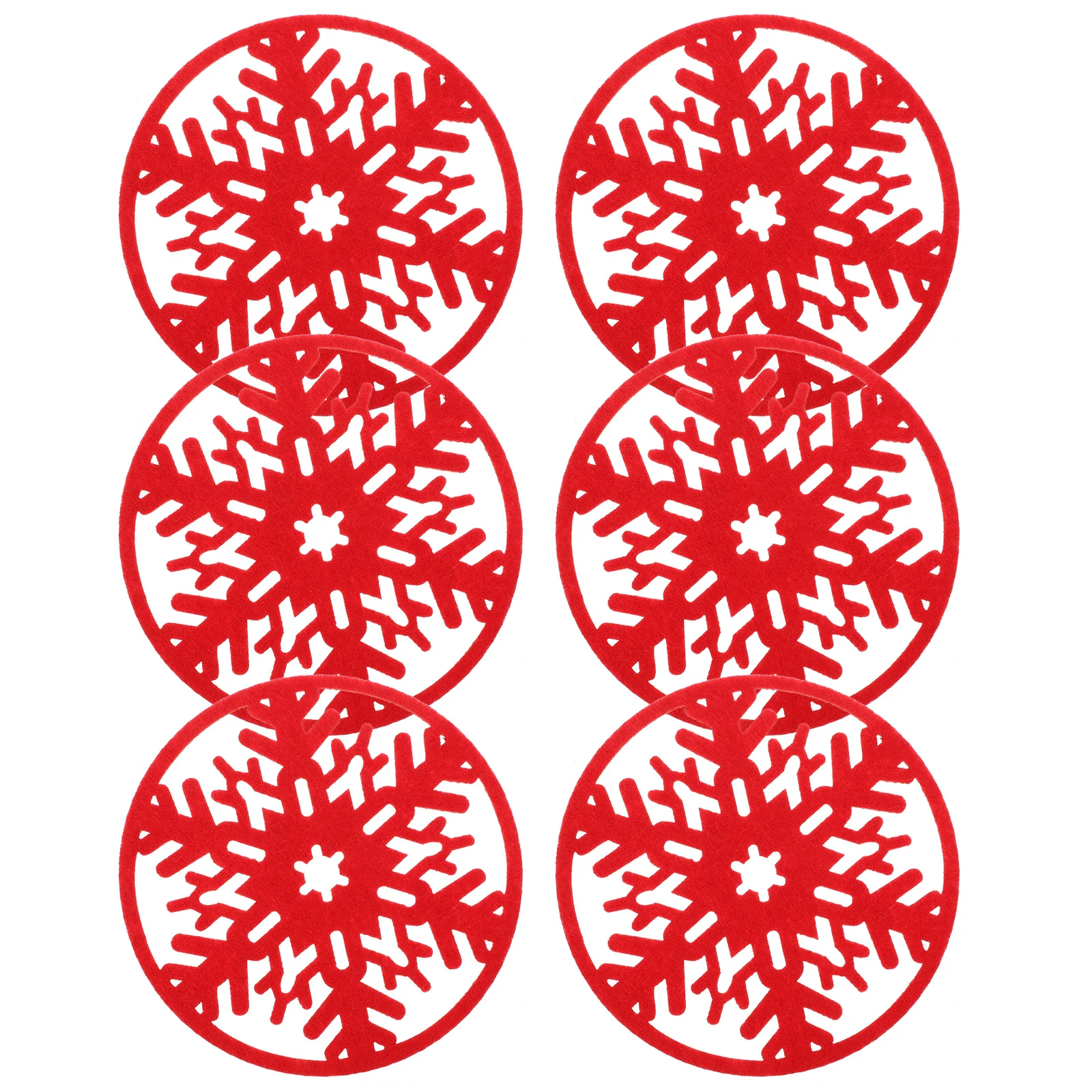 

6pcs Christmas Snowflake Felt Coaster Round Heat Insulation Non-Skid Cup Pad For Home Office Holiday Gifts Dining Table Decor