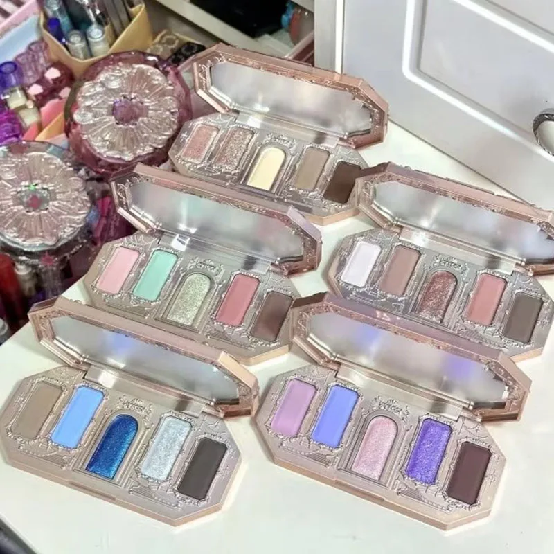 フラワーノウズ 5 色アイシャドウパレットムーンライトマーメイドメイクアップマットシマーカメレオン女性美容アイシャドウフラワーノウズ