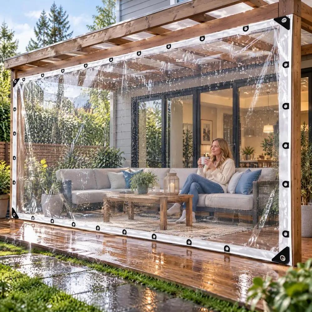 Heavy Duty Tarp Heavy Duty Pvc Tarp With Grommets Waterproof Rainproof For Outdoor Patio Greenhouse Enclosure Porch Protection