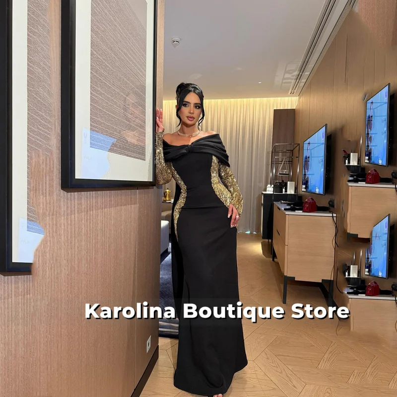 ชุดราตรีงานแต่งงานสำหรับงานปาร์ตี้ ชุดราตรีออกงาน ชุดราตรีงานพรอม ชุดเดรสทรงเมอร์เมดสีดำ ชุดราตรีงานเลี้ยงสุดหรู ปี 2025