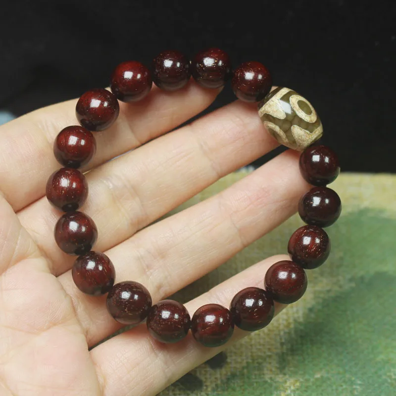 

Zambian Red Sandalwood Golden Star Blood Sandalwood10mmBead Bracelet Tianzhu Style Men and Women Sandalwood Cultural Play Buddhi