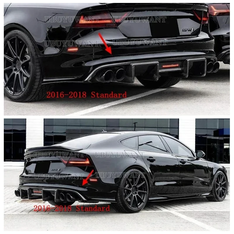 Carbon Faser/MATT SCHWARZ/GLÄNZEND SCHWARZ Hinten Stoßstange Diffusor Lip Spoiler Hohe Qualität Auto Zubehör Für Audi A7 2011 2012-2018