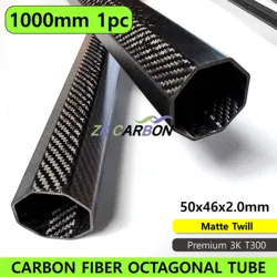 1Pcs 50x46x1000mm Carbon Fiber Octagonal Tube High Strength Composite 3K Twill Matte Surface Carbon Frame Pipe For Drone UAV Arm