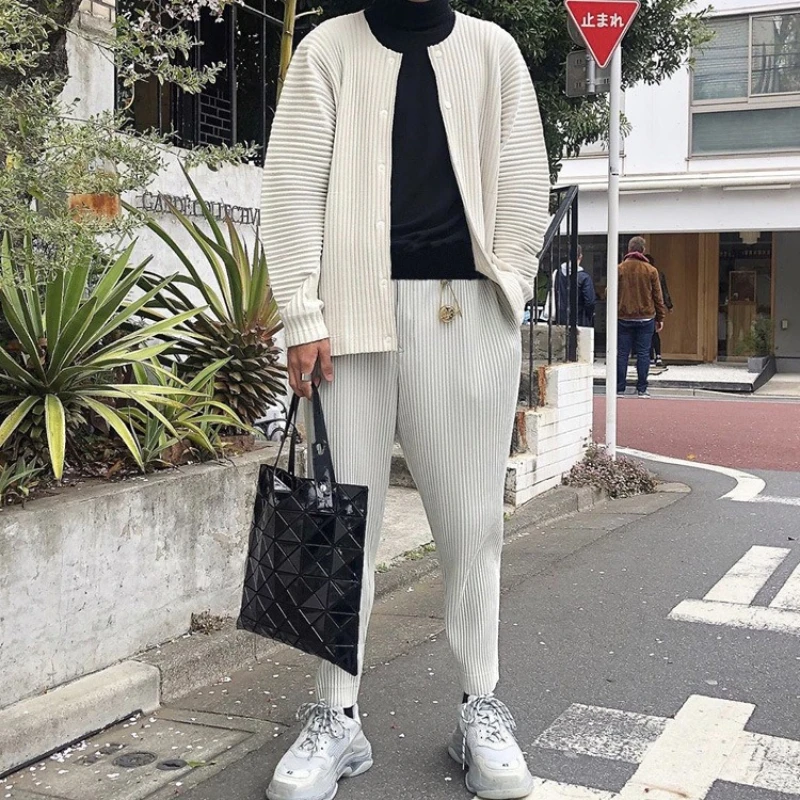 ISSEY 2026 New Arrival Japan Miyake Style Pleated Classic Minimalist Loose Casual Harem Pants Tapered Cropped Pants for Men