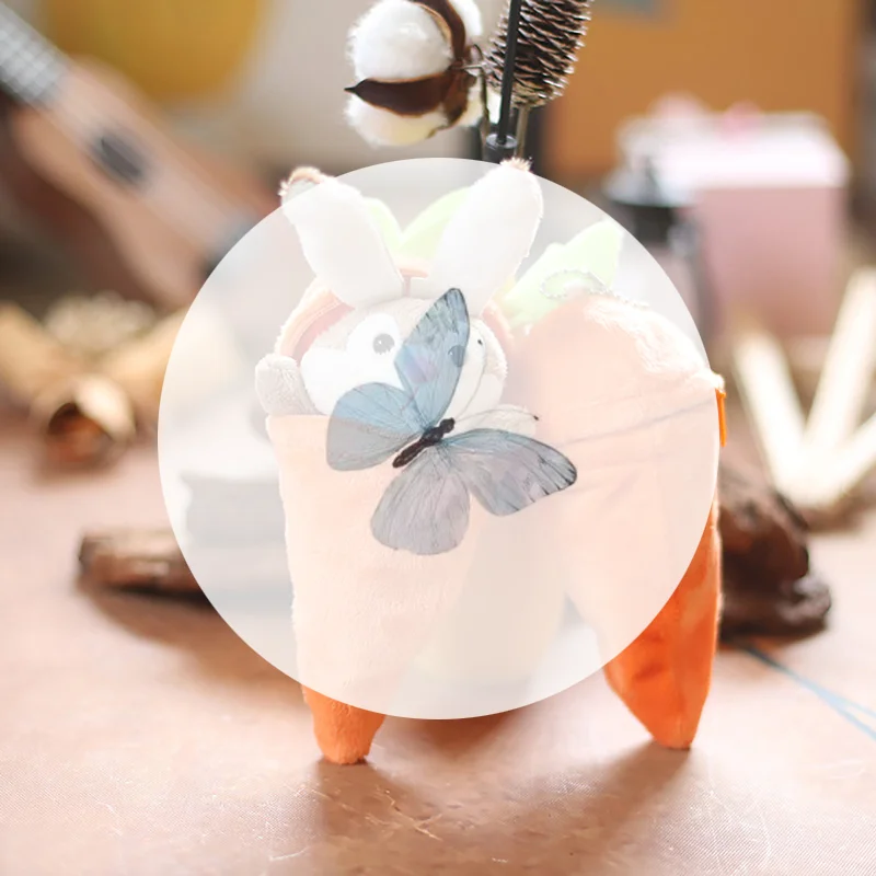 1 pezzo reversibile coniglietto carota peluche morbido peluche Kawaii ragazza portachiavi regalo di festa ciondolo zaino