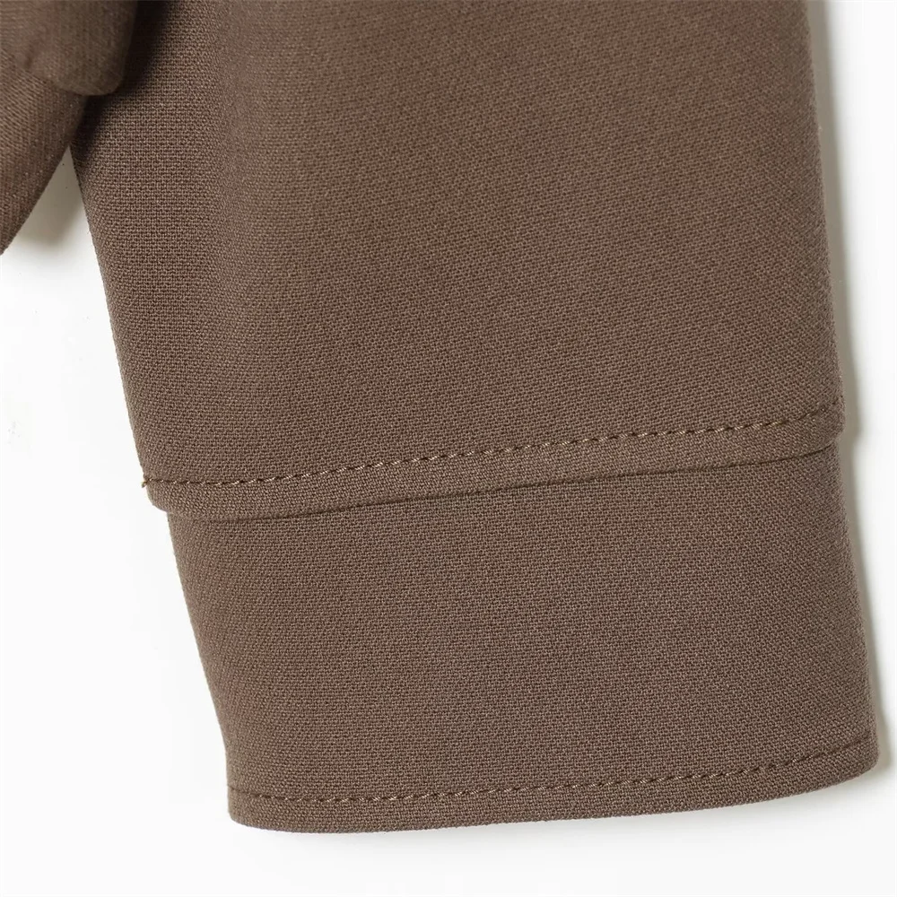 تصميم طية صدر السترة بأكمام طويلة غير رسمية على الموضة النسائية الجديدة للشتاء مع سترة قصيرة مزدوجة الصدر للطيارين #6