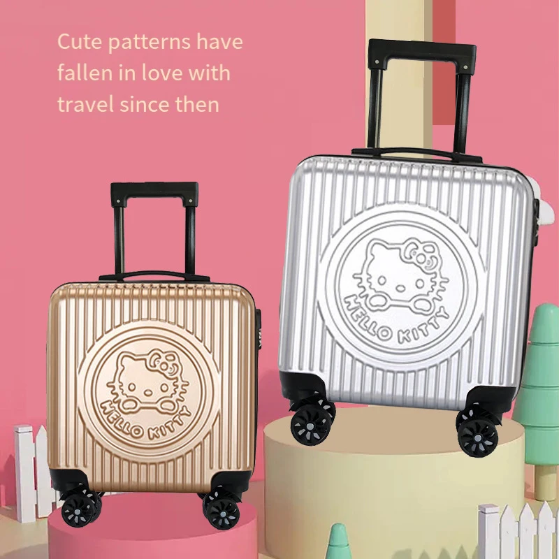 Novo 20 polegadas criança trole caso bonito sanrios olá kittys dos desenhos animados roda universal carry-on mala de grande capacidade