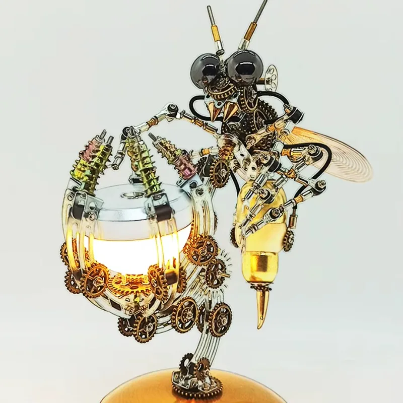 3D Metal Puzzle Wasp Model Kit Colorful Lamp with Assemble Tools Jigsaw Mechanical Puzzles Toy DIY Assembly Toy for Kids Adults