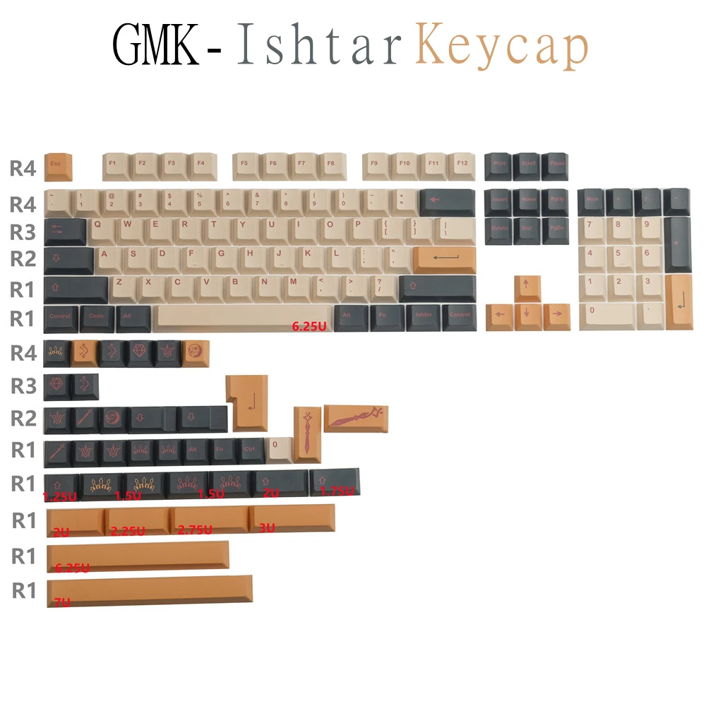 GMK Ishtar Keycaps PBT DYE- Sublimation Mechanical Keyboard Cherry Keycap With 1.25U1.75U Shift IOS Enter 3U 6.25U 7U Space Bar