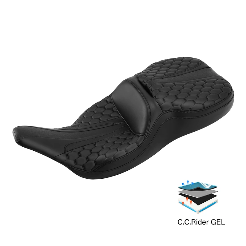 Motorcycle Driver Passenger Gel Seat For Harley Road King Electra Glide Road Glide 1997-2007