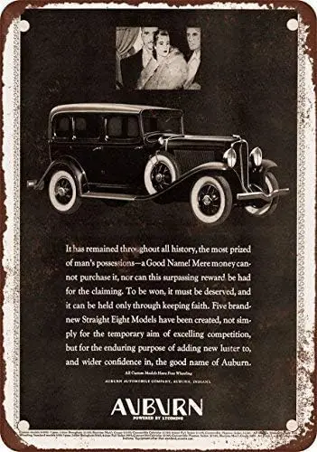 Unoopler 1931 Auburn Straight Eight Automobiles Vintage Look Reproduction Metal Tin Sign 12X16 Inches sign