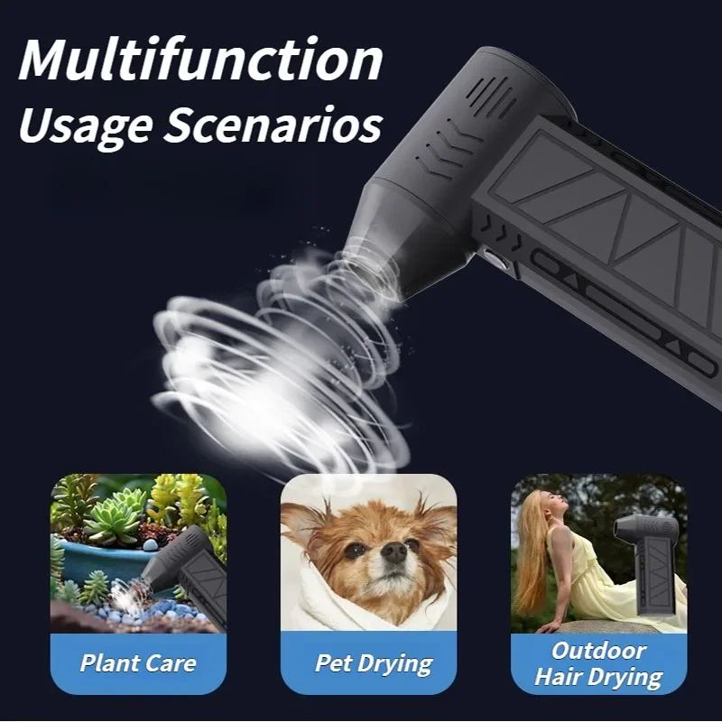 2025 مروحة توربينية عنيفة صغيرة للتخييم في الهواء الطلق 130,000 عالية السرعة بدون فرش منفاخ عالي السرعة منفاخ الغبار