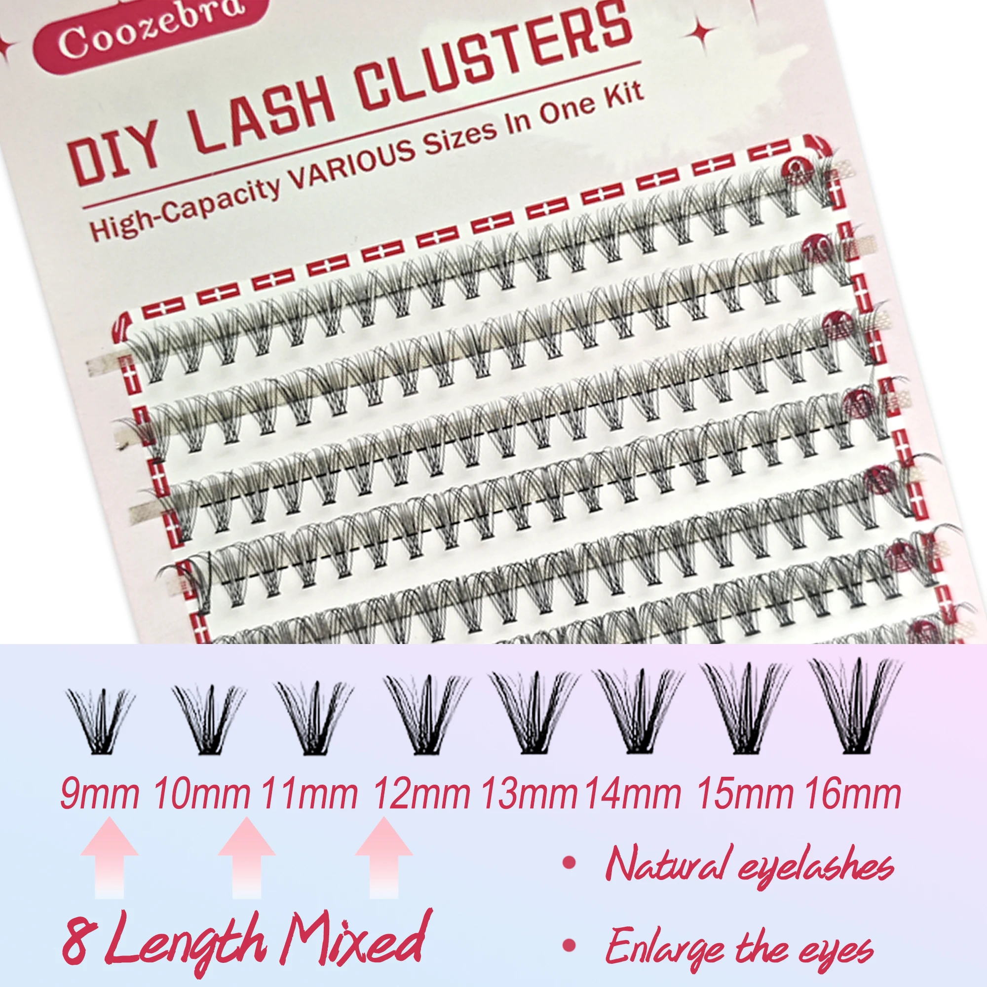 D-curl 200 cluster d'extension de cils cluster 3D cils simples aspect naturel 9-16mm mixte longs cils de vacances