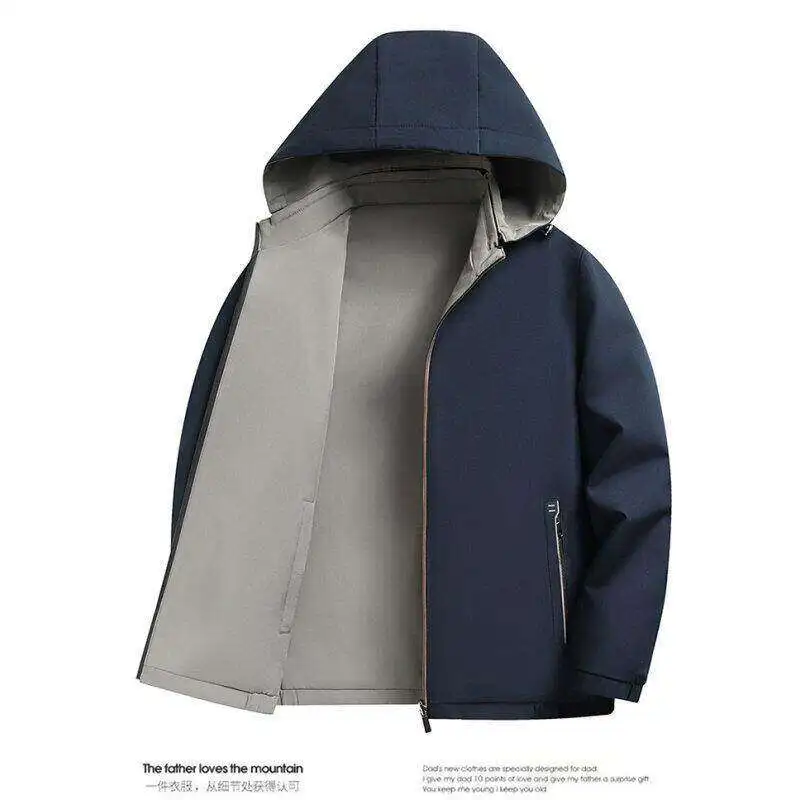 Chaqueta deportiva al aire libre para hombre, Color sólido, ocio, alta calidad, ropa para personas mayores y de mediana edad, chaqueta de béisbol ejecutiva de doble cara